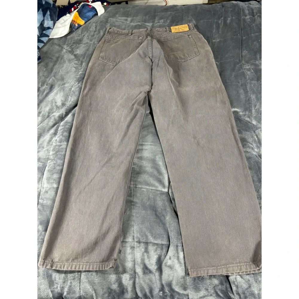 Calvin Klein Jeans Mens 36x34 Gray Straight‎ Leg Denim Pants Made in USA